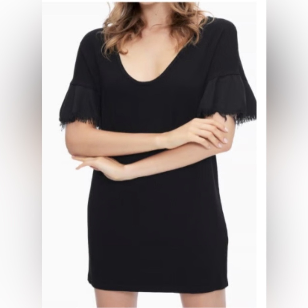 NWOT New Splendid Rayon Jersey Flutter Sleeve Dress Black Size S